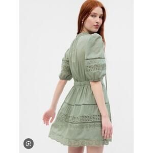 Gap Dress Med Sage Green Cotton Bohemian Chic Cottagecore Romantic Feminine